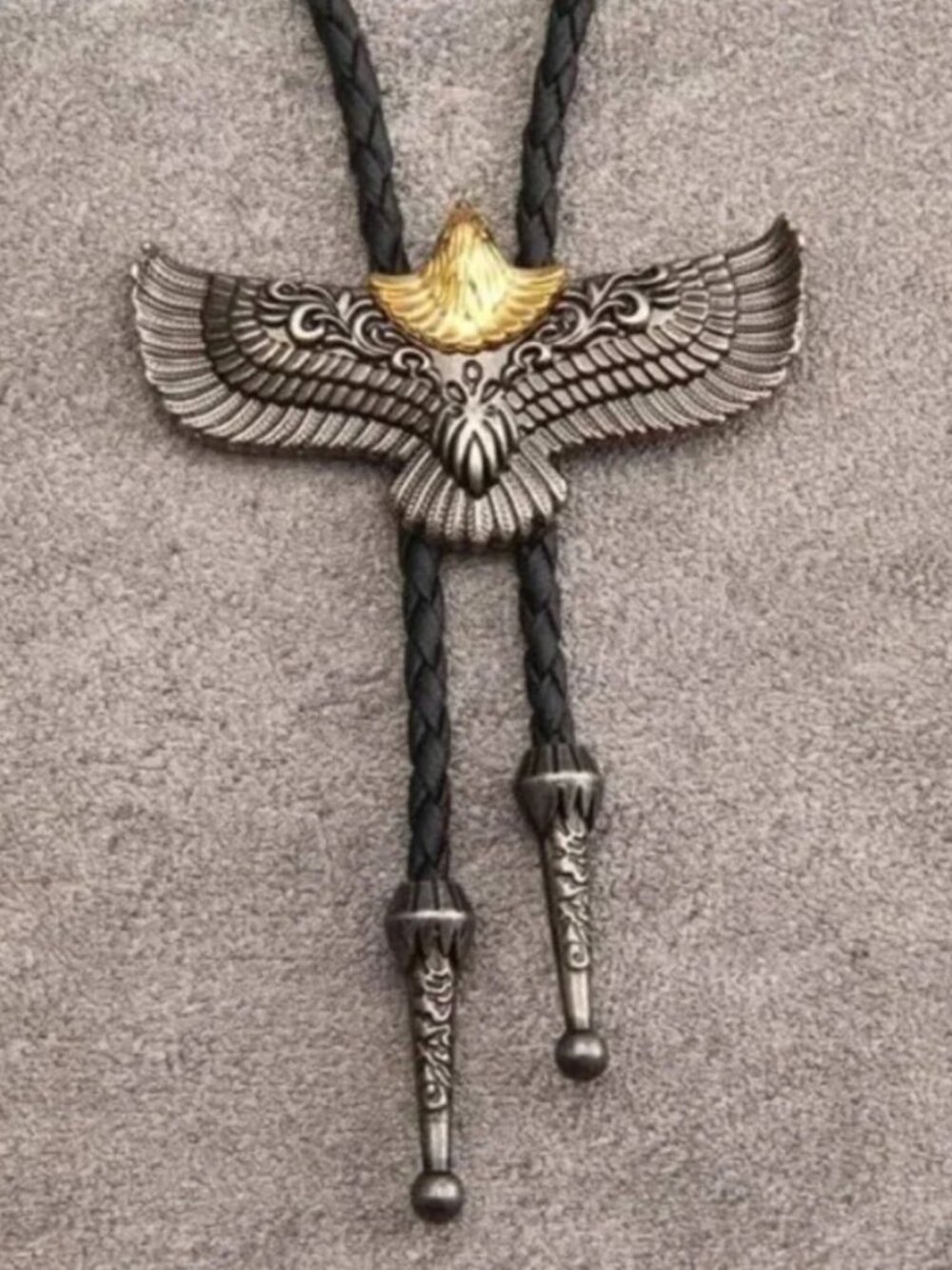 Cowhide Bolo Western Tie for Men and Women Eagle Bolo Tie - Picture 4 of 4